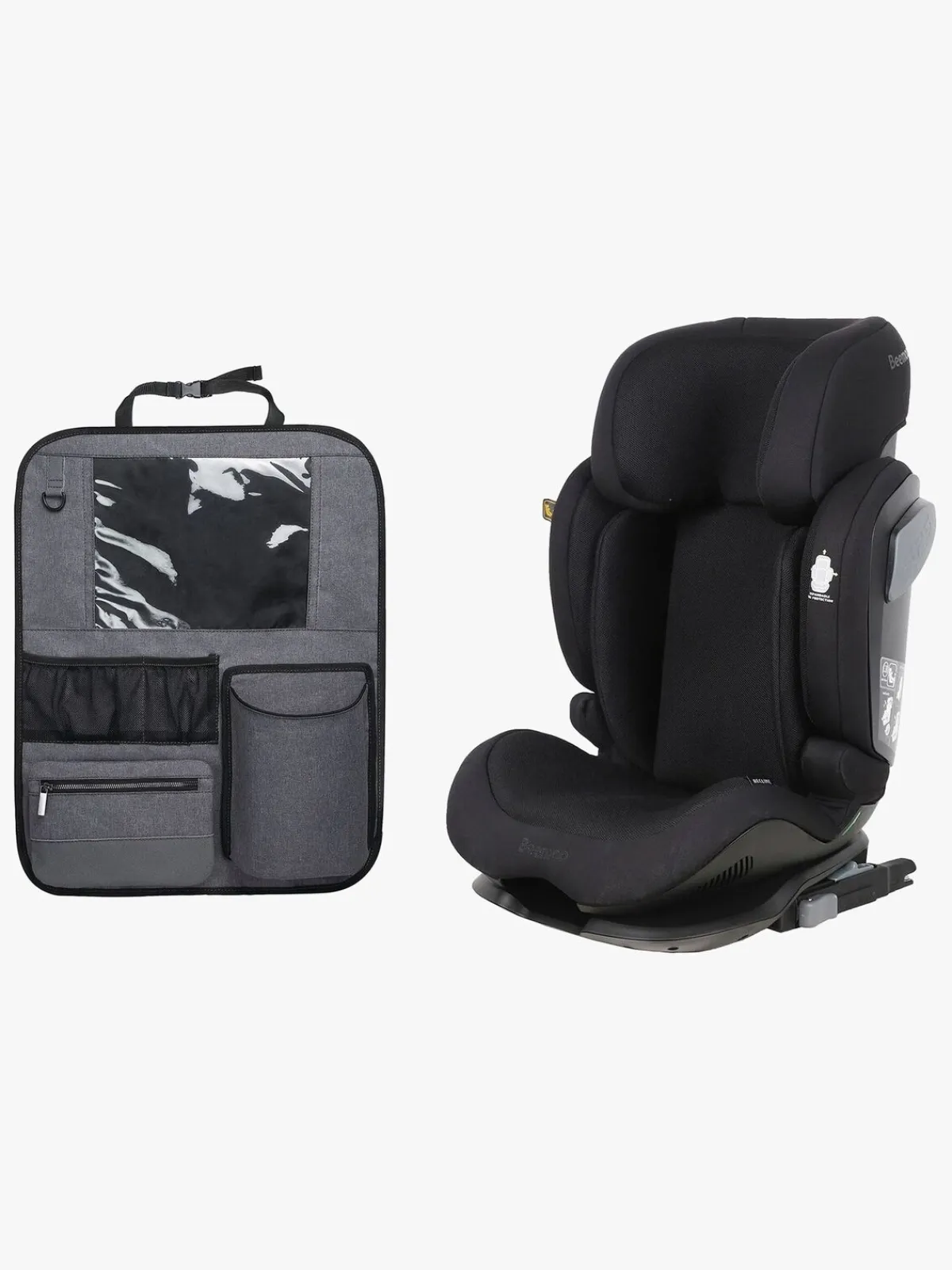 Beemoo Recline i-Size Autostol inkl. Deluxe Sædebeskytter, Black Mesh