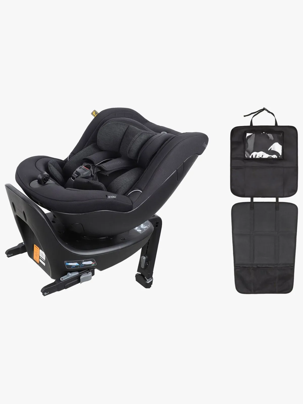 Beemoo Autostolspakker-Reverse i-Size Bagudvendt Autostol inkl. 3-in-1 Sædebeskyttelse , Black Stone