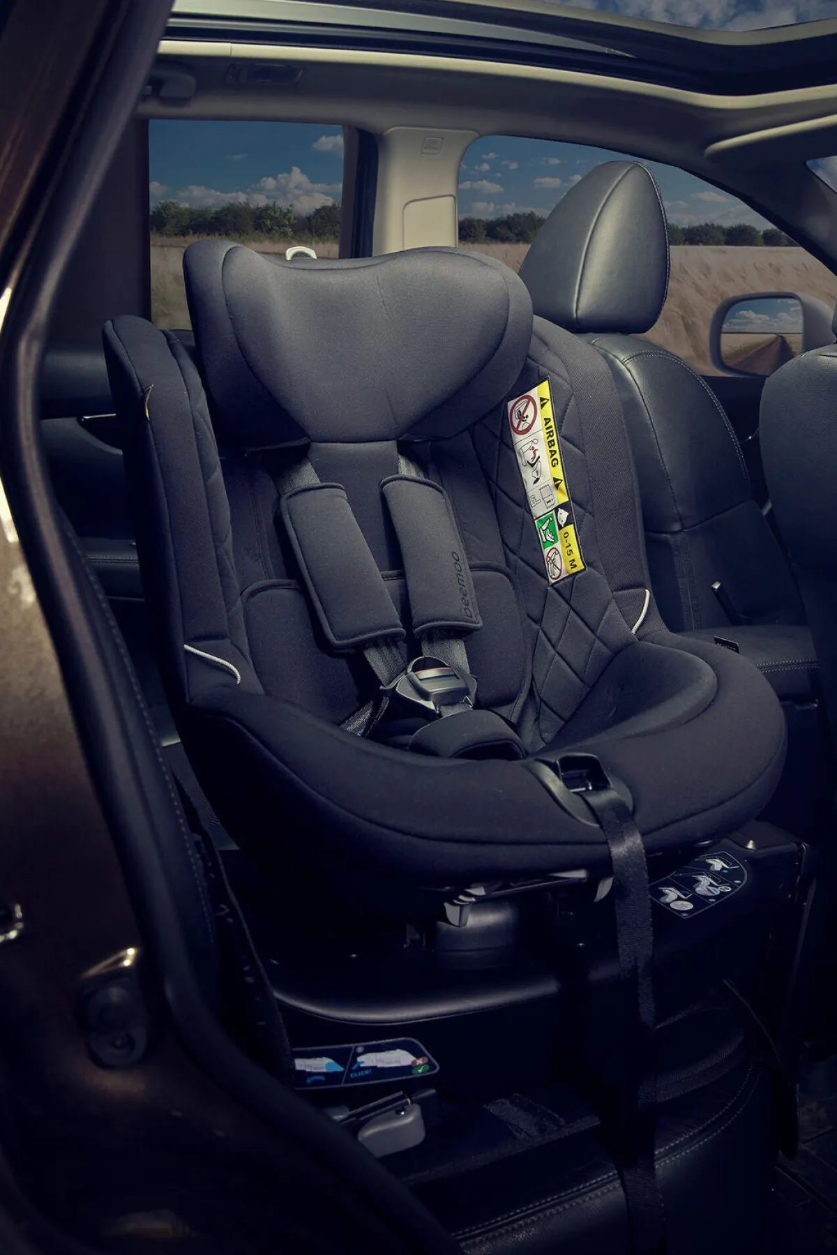 Autostole 9-36 Kg|Beemoo Reverse i-Size Bagudvendt Autostol, Black Stone Sort