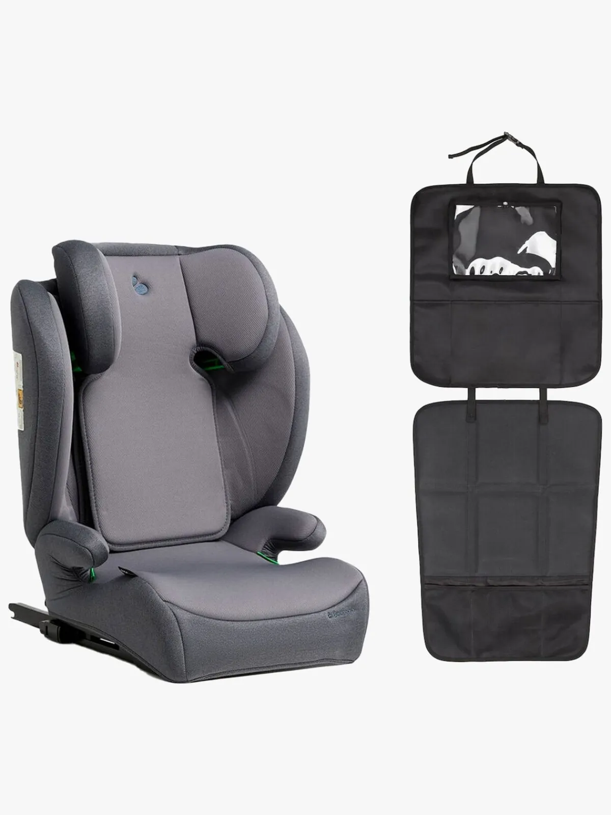 Beemoo Autostolspakker-Ride i-Size Autostol ISOFIX inkl. 3-i-1 Sædebeskytter, Mineral Grey/Black