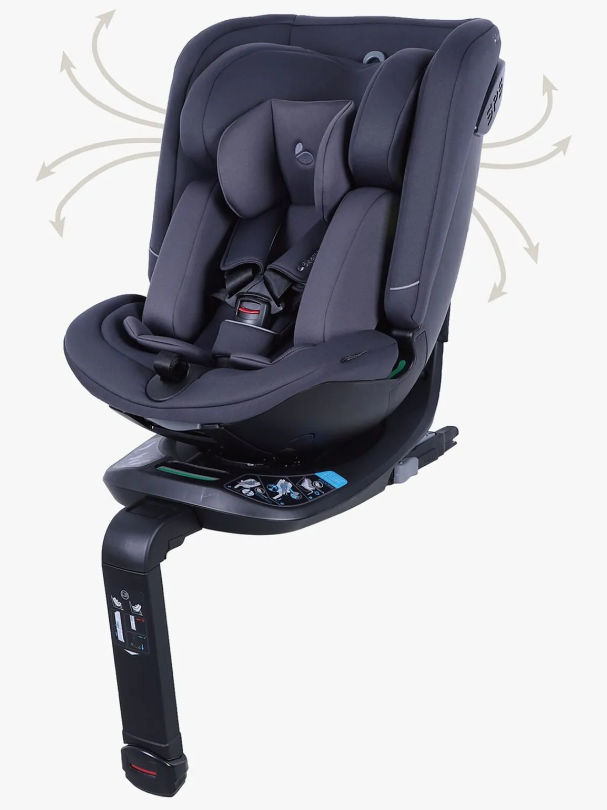 Autostole 9-36 Kg|Beemoo Rotate i-Size Autostol, Anthracite Blå