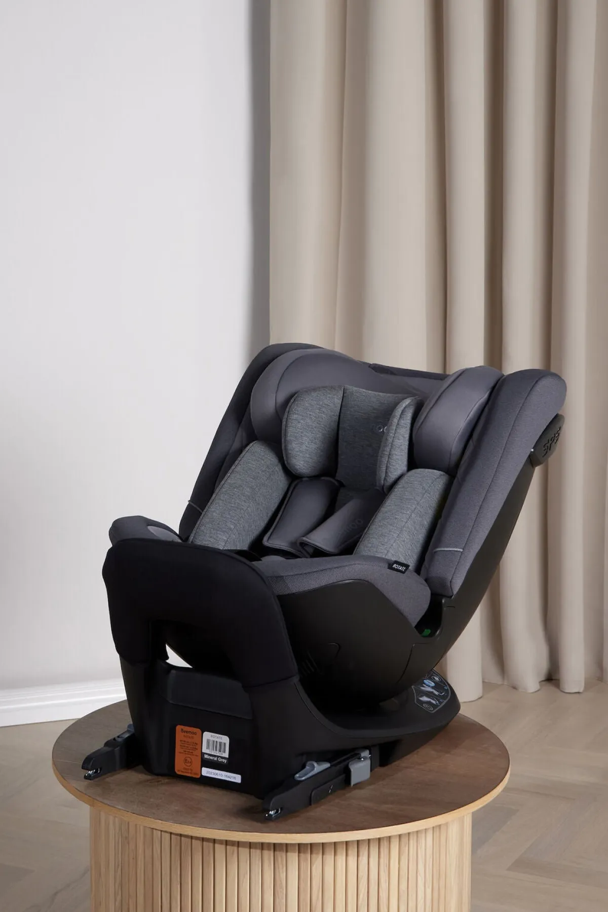 Autostole 9-36 Kg|Beemoo Rotate i-Size Autostol, Mineral Grey Grå