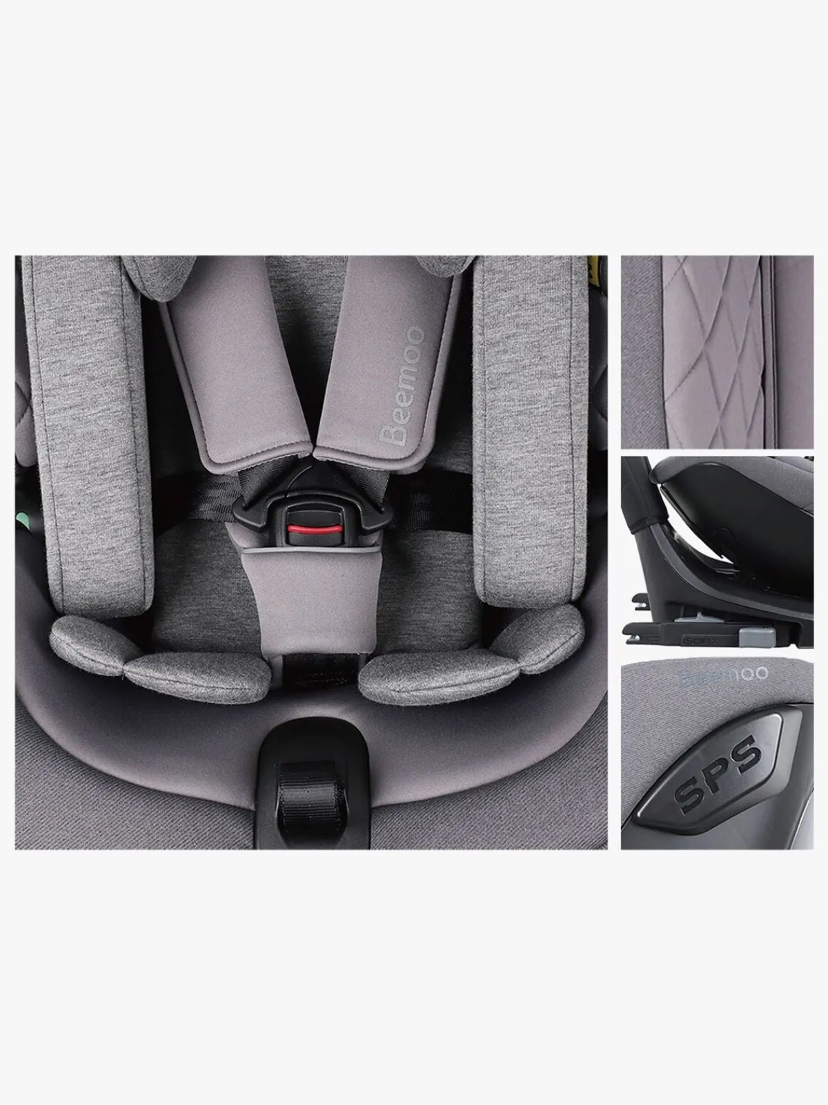 Autostole 9-36 Kg|Beemoo Rotate i-Size Autostol, Mineral Grey Grå