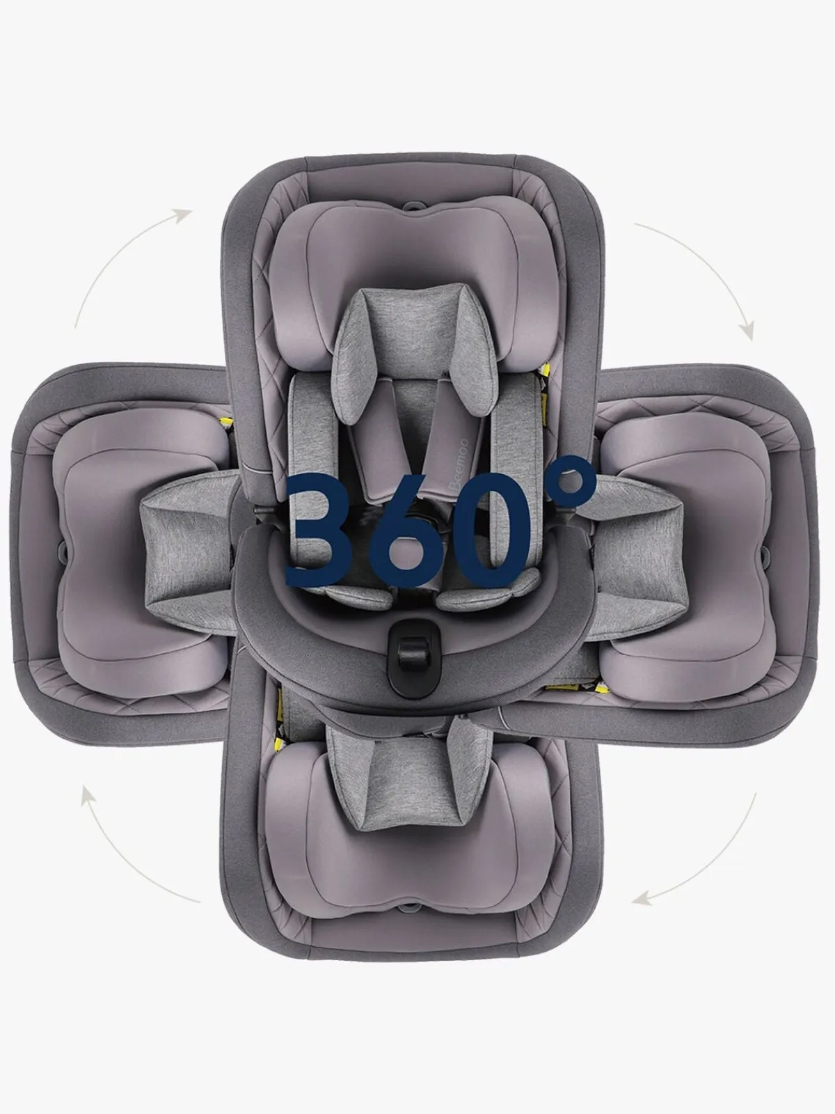 Autostole 9-36 Kg|Beemoo Rotate i-Size Autostol, Mineral Grey Grå