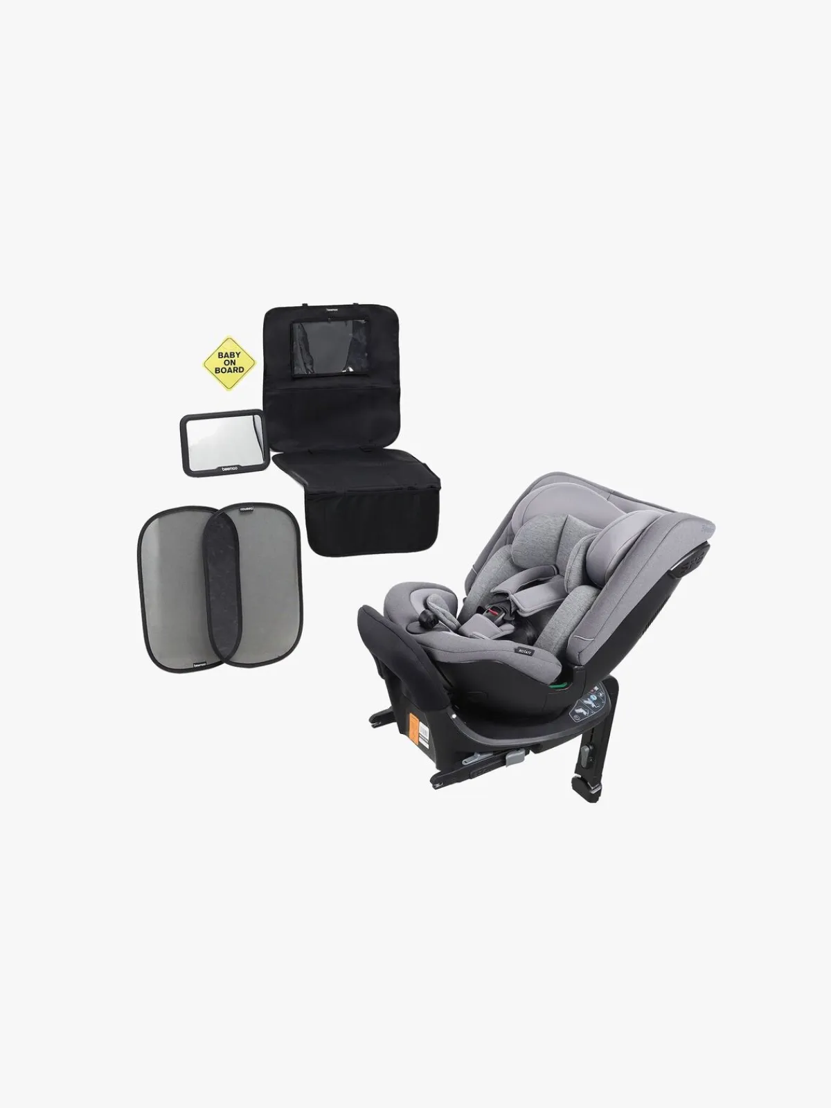 Autostolspakker|Beemoo Rotate i-Size Vendbar Autostol Inkl. Tilbehørspakke, Mineral Grey