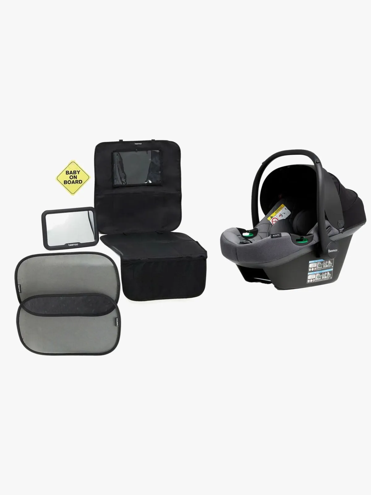 Beemoo Autostolspakker-Route i-Size Autostol Baby Inkl. Tilbehør, Mineral Grey