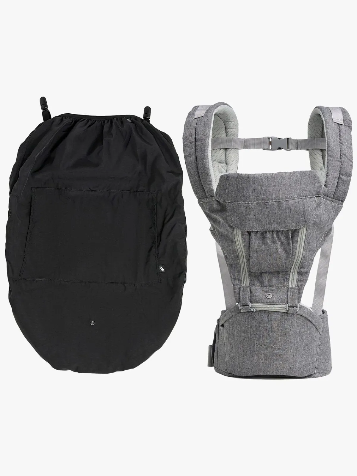 Beemoo Bæreseler, Strækvikler & Bærestole- CARE Carry Comfort 4-in-1 Bæresele & Hoftesæde inkl. Regnslag, Grey