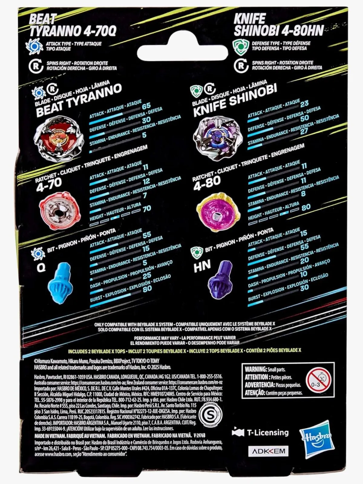 Beyblade Legetøjsfigurer-Beat Tyranno & Knife Shinobi Spinnere 2-pak