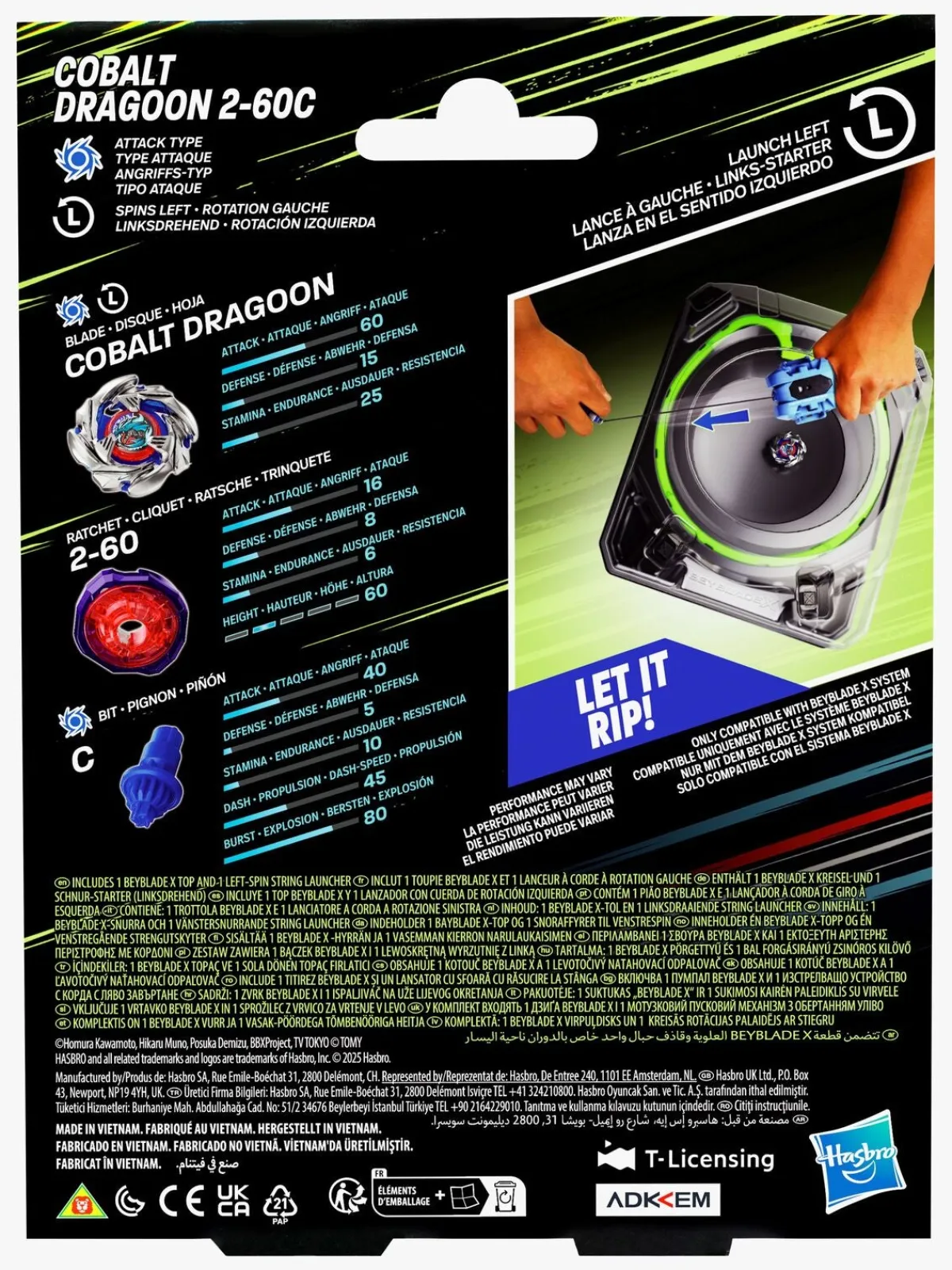 Legetøjsfigurer|Beyblade X Cobalt Dragoon 2-60C Launcher Sæt