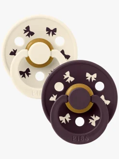 BIBS Sutter & Suttesnore-Colour Holiday Bow Sut 2-pak Latex Str. 2, Ivory/Plum
