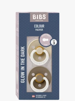 BIBS Sutter & Suttesnore-Colour Sut 2-Pak Latex Str. 3 Rund, Vanilla GLOW/Dark Oak GLOW