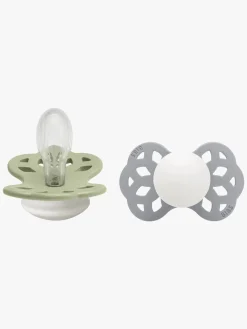 BIBS Infinity Sutter 2-Pak Silikone Str. 2 Symmetrisk, Sage GLOW/Cloud GLOW