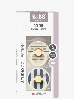 BIBS Sutter & Suttesnore-Studio Colour Sut 2-Pak Latex Str. 2 Rund, Pin/Ivory Steel Blue Mix