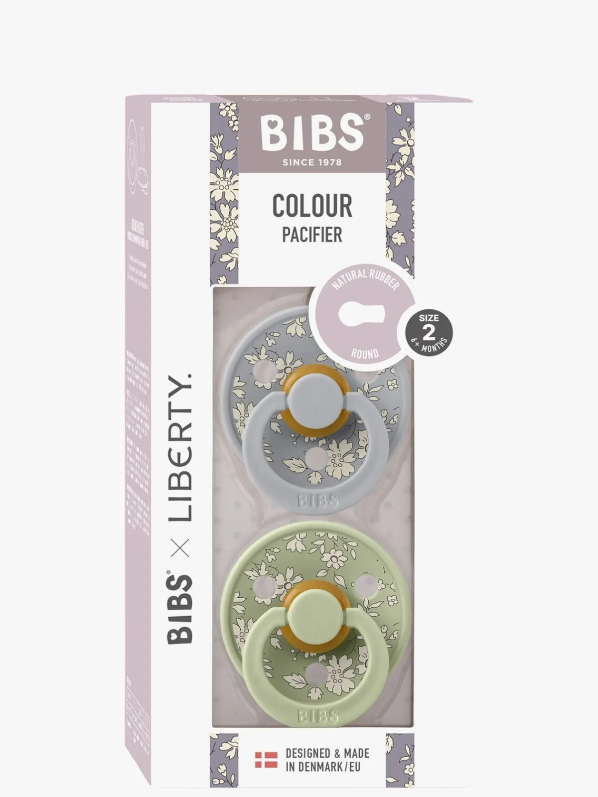 BIBS Sutter & Suttesnore-x Liberty Colour Sut 2-Pak Latex Str. 2 Rund, Capel/Sage Mix