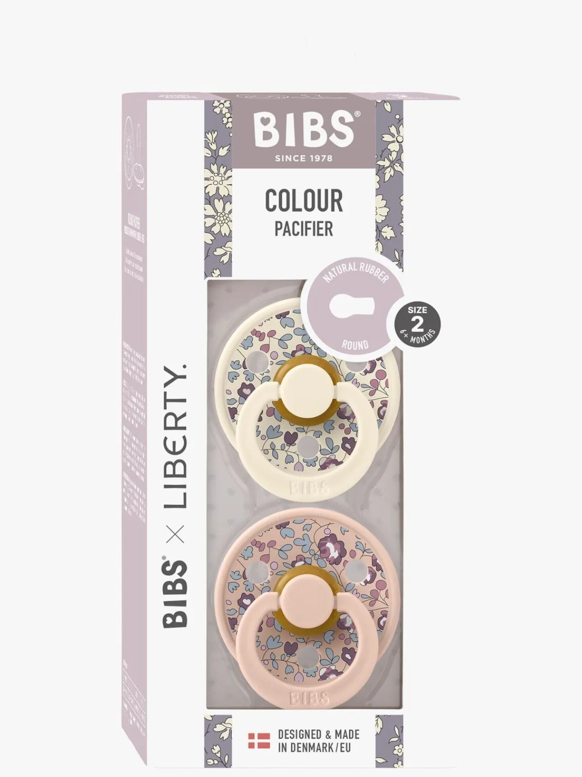 BIBS Sutter & Suttesnore-x Liberty Colour Sut 2-Pak Latex Str. 2 Rund, Eloise/Blush Mix