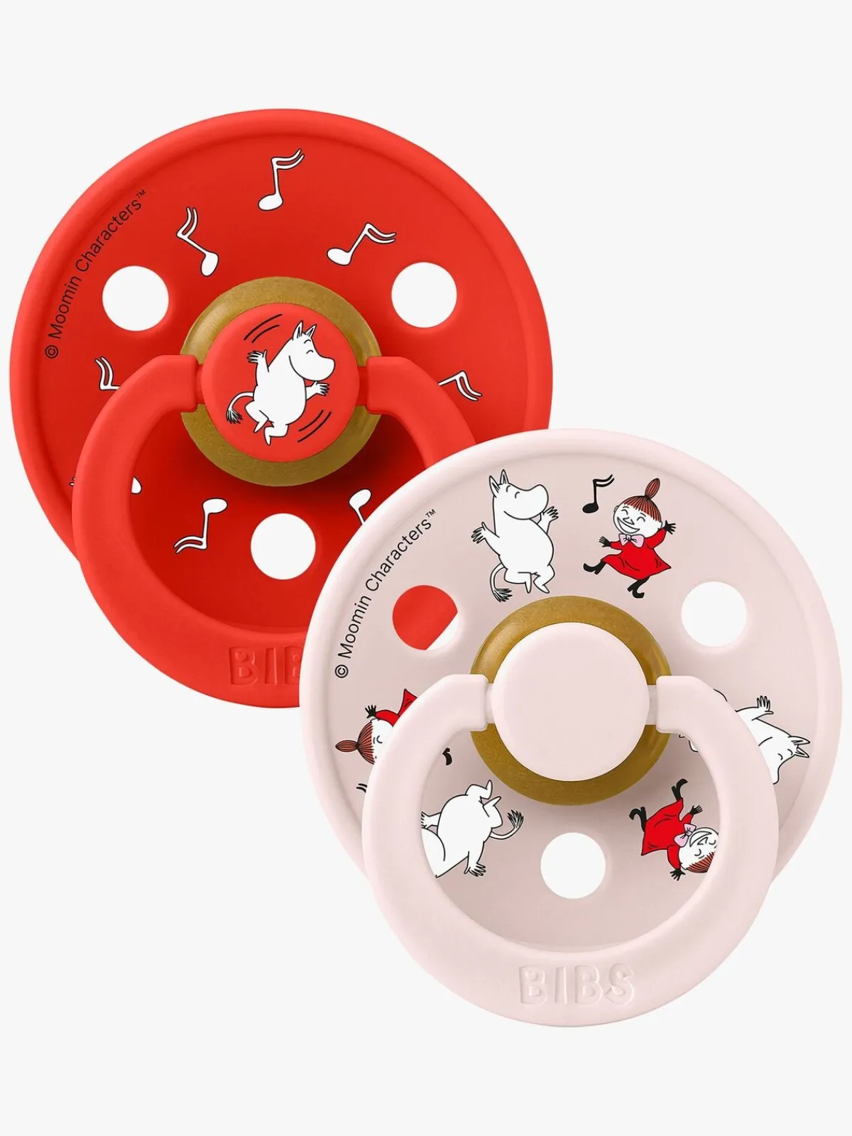 BIBS Sutter & Suttesnore-x Moomin Colour Dancing Sut 2-pak Latex Str. 2, Candy Apple