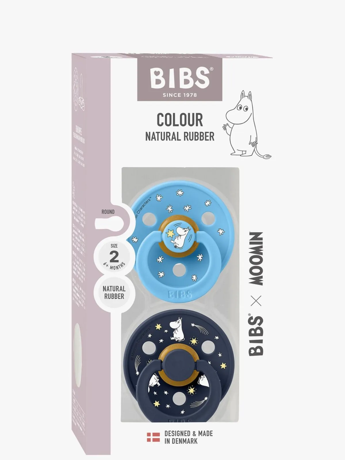 BIBS Sutter & Suttesnore-x Moomin Colour Good Night Sut 2-pak Latex Str. 2, Breeze