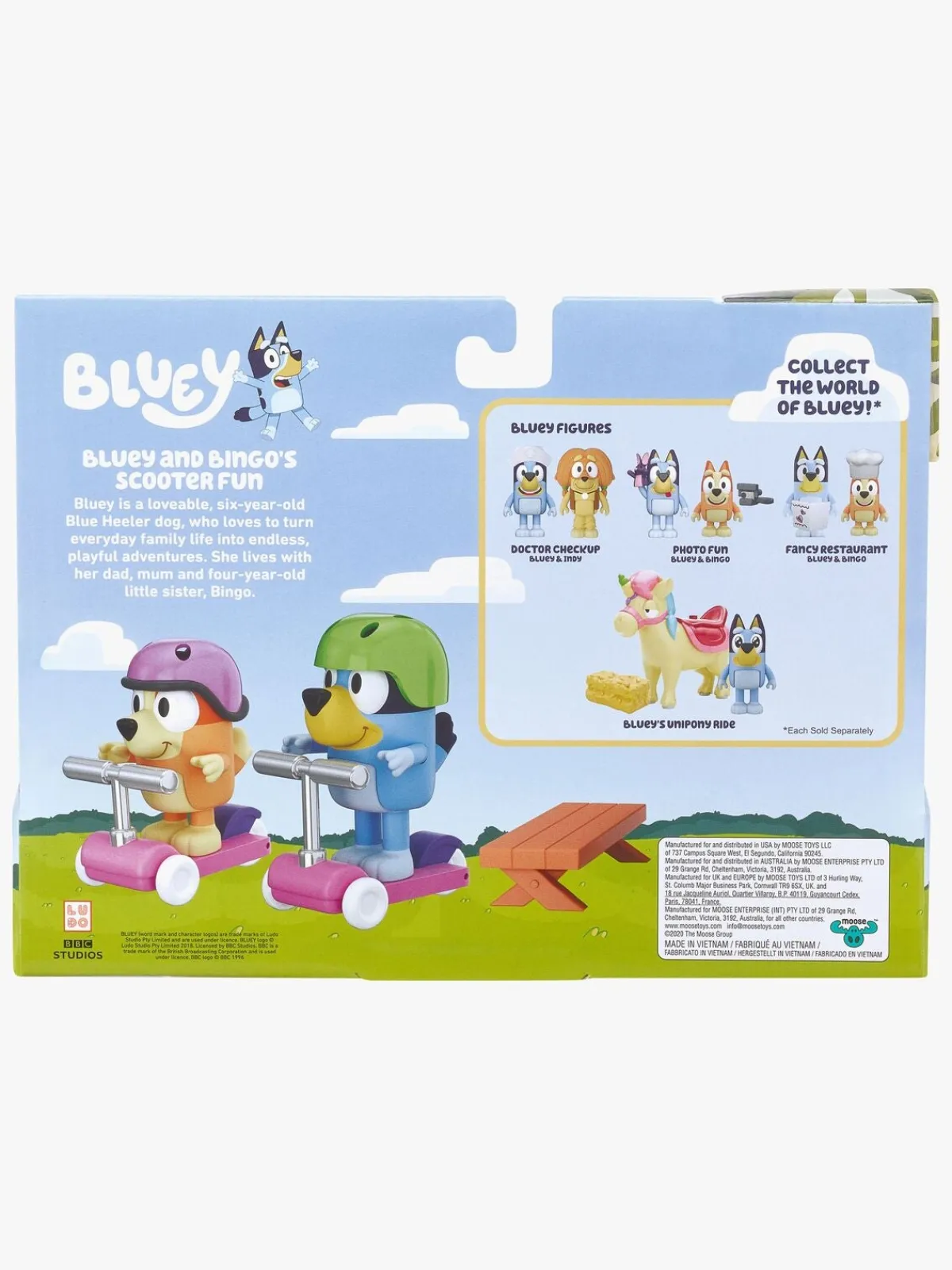 Bluey Legetøjsfigurer-Figursæt & Bingo med Løbehjul