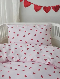 Børn Borgans Borganäs Sengesæt Tremmeseng Hjärtrud 2-delt 100x130, Pink