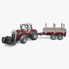 Bruder Legetøjsbiler & -Fartøjer-Massey Ferguson 7480 Traktor m. Frontlæsser & Tømmeranhænger