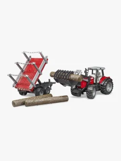 Bruder Legetøjsbiler & -Fartøjer-Massey Ferguson 7480 Traktor m. Frontlæsser & Tømmeranhænger