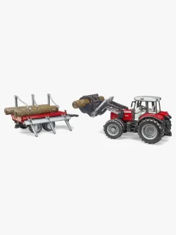 Bruder Legetøjsbiler & -Fartøjer-Massey Ferguson 7480 Traktor m. Frontlæsser & Tømmeranhænger