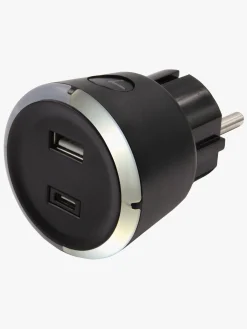 CAPiDi USB Oplader / Timer A+C, Black