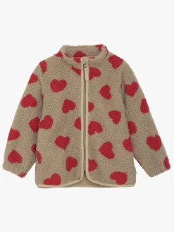 Fleecetøj|CeLaVi Teddy Fleecetrøje, Cayenne Rød/Beige