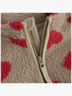 Fleecetøj|CeLaVi Teddy Fleecetrøje, Cayenne Rød/Beige