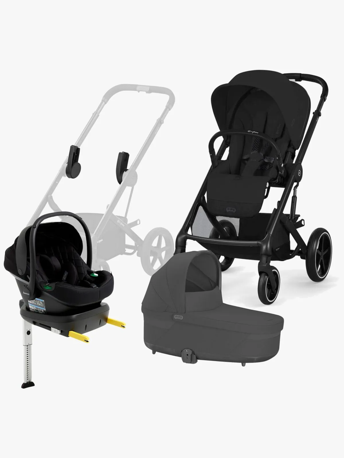 Cybex Duo- & Kombivogne-BALIOS S Lux Duovogn inkl. Beemoo Route & Base, Moon Black