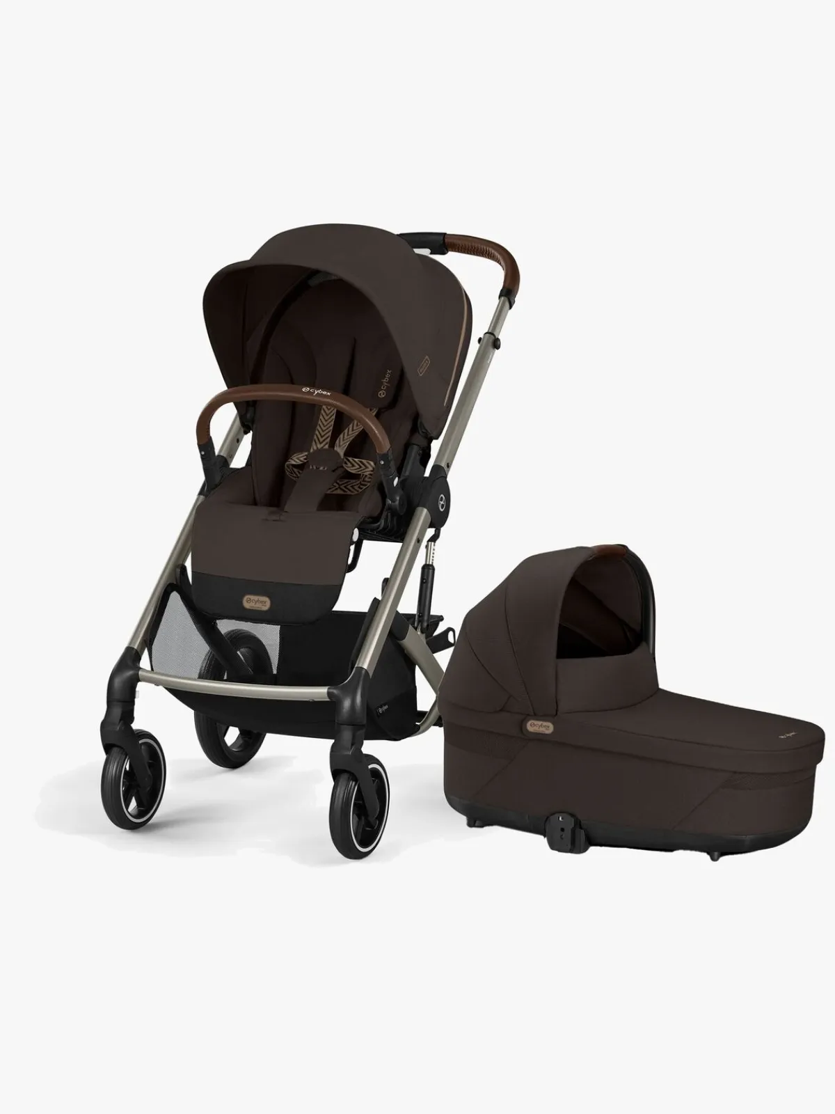 Duo- & Kombivogne|Cybex BALIOS S Lux Klapvogn inkl. Liggedel, Taupe/Chocolate Brown