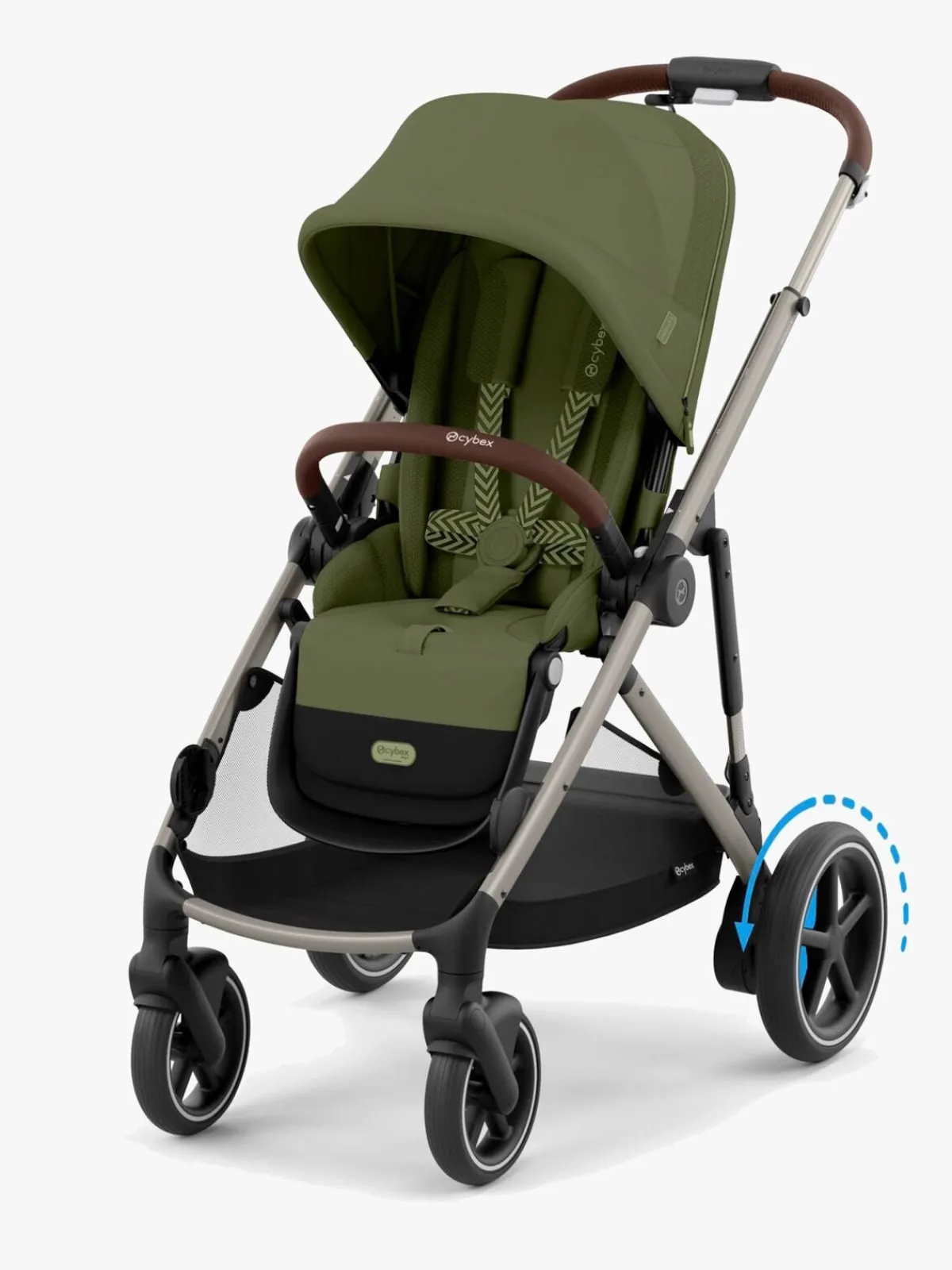 Søskendevogne|Cybex e-Gazelle S Søskendevogn inkl. Liggedel, Moss Green/Taupe
