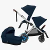 Søskendevogne|Cybex e-Gazelle S Søskendevogn inkl. Liggedel, Ocean Blue/Silver