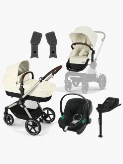Cybex Vognpakker-EOS Lux Duovogn inkl. Aton B2 i-Size Autostol Baby & Base, Taupe/Seashell Beige