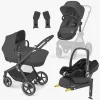 Cybex Vognpakker-EOS Lux Duovogn inkl. Maxi-Cosi CabrioFix i-Size Autostol Baby & Base, Black/Moon Black
