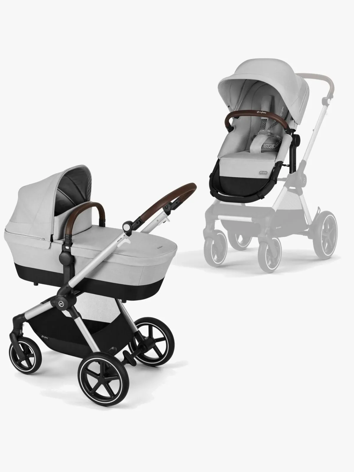 Cybex Vognpakker|Autostolspakker-EOS Lux Duovogn inkl. Aton B2 i-Size Autostol Baby & Base, Silver/Lava Grey