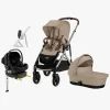 Vognpakker|Cybex GAZELLE S Duovogn inkl. Beemoo Route Autostol Baby & Base, Almond Beige/Black Stone