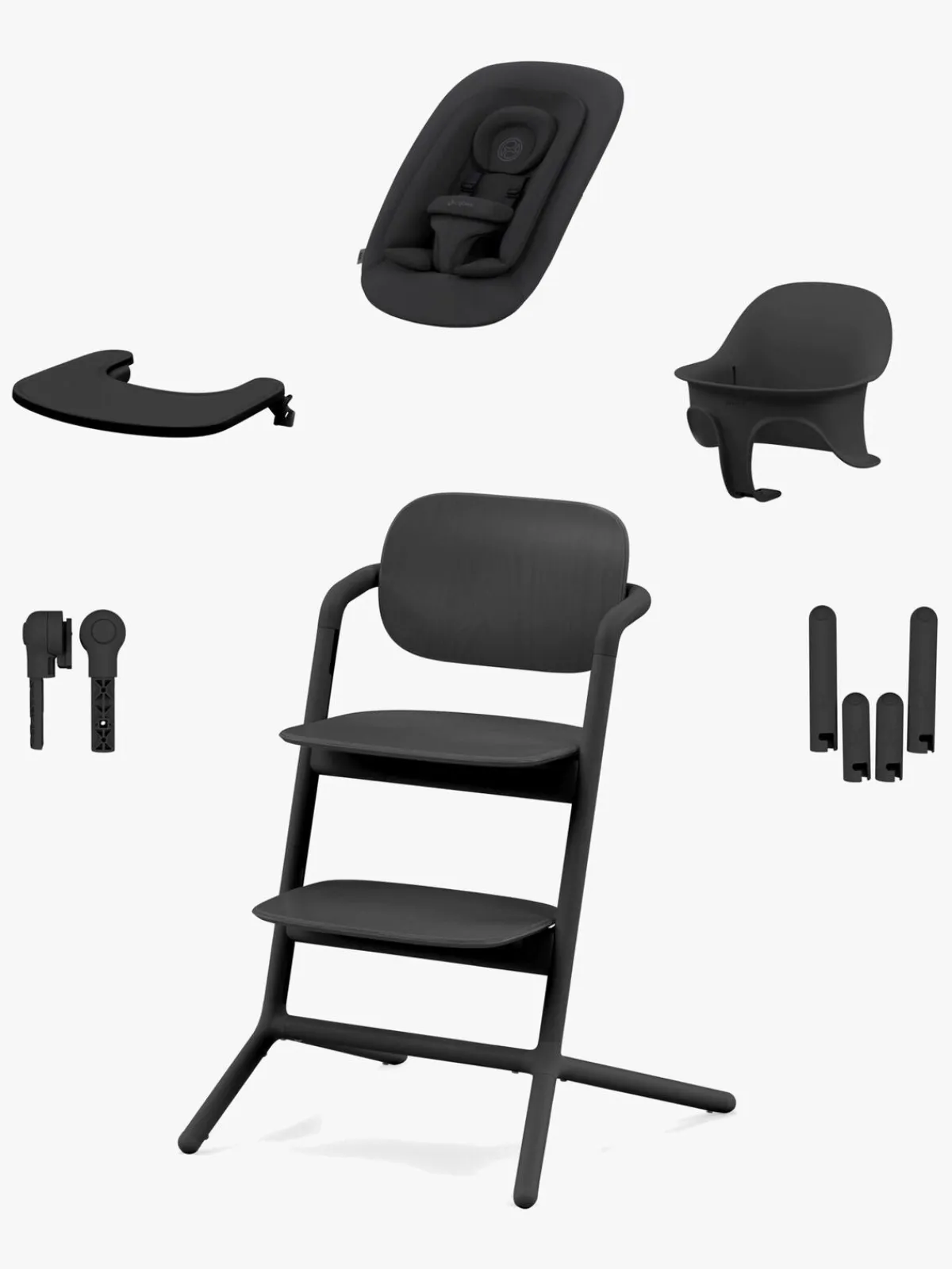 Cybex Højstole & Tilbehør-Lemo 4-in-1 Højstol inkl. Skråstol, Babysæt og Bakke, Stunning Black