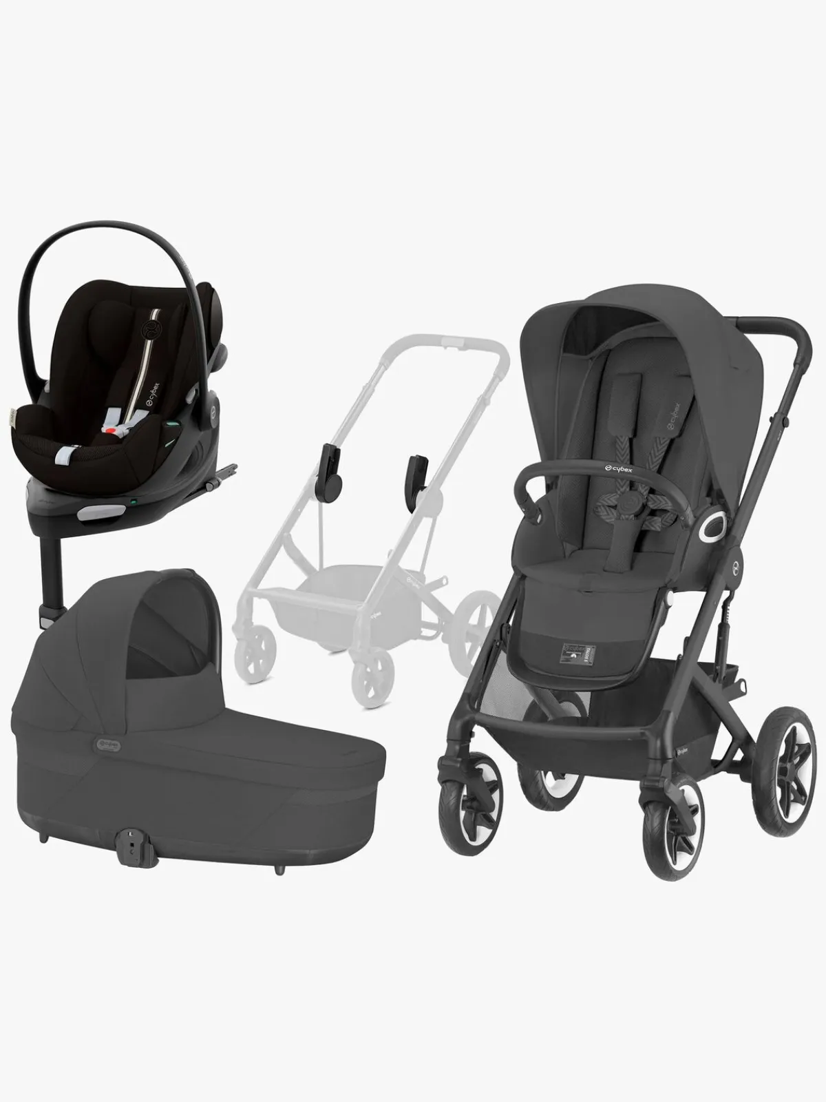 Cybex Duo- & Kombivogne-TALOS S Lux Duovogn inkl. Cloud G Plus & Base, Moon Black/Black