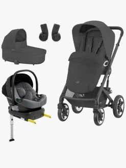 Cybex TALOS S Lux Duovogn inkl. Beemoo Route i-Size Autostol Baby & ISOFIX Base, Moon Black/Mineral Grey