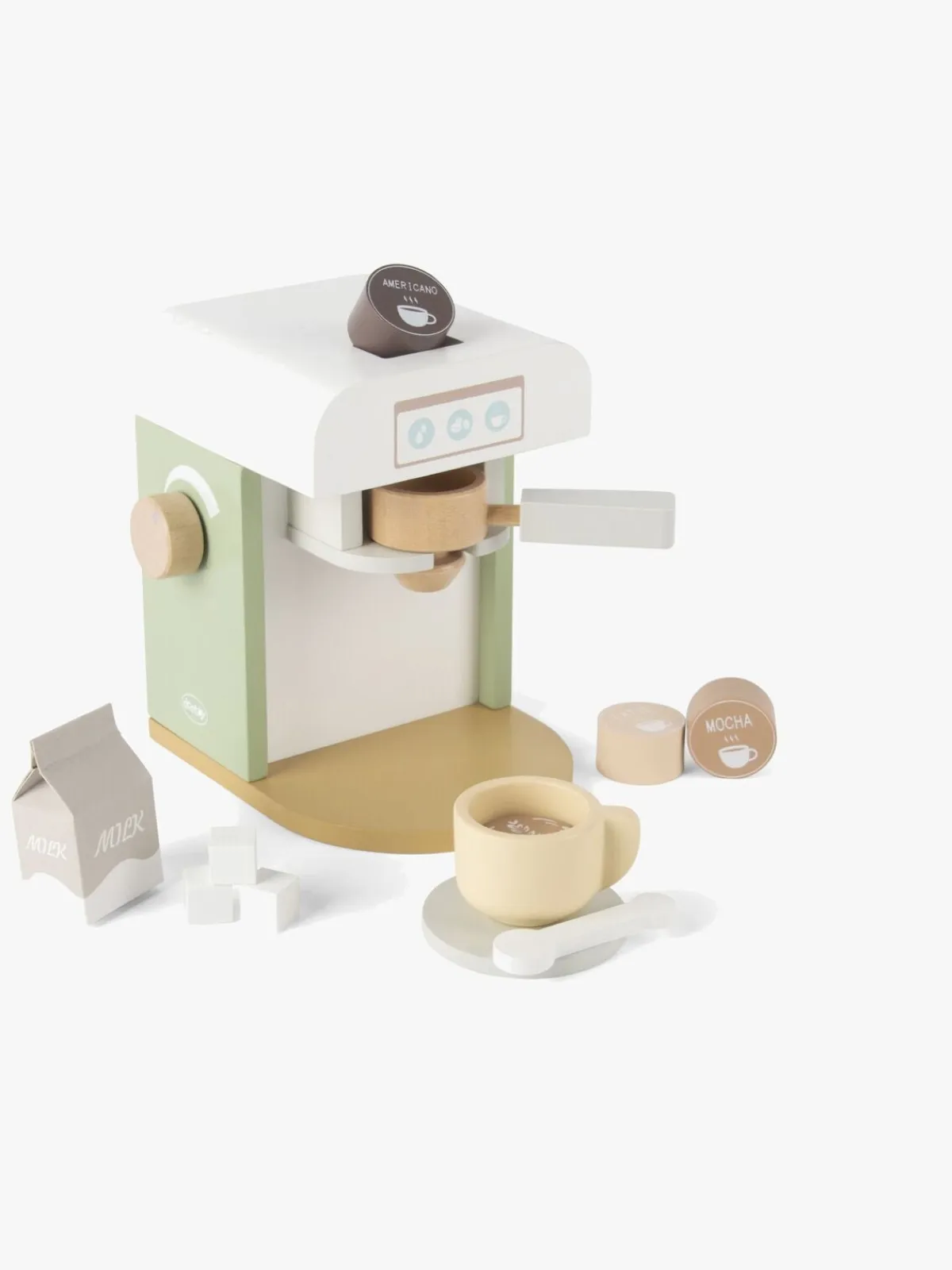 Dantoy Rolleleg-Kaffemaskine Wood XL In Gift Box