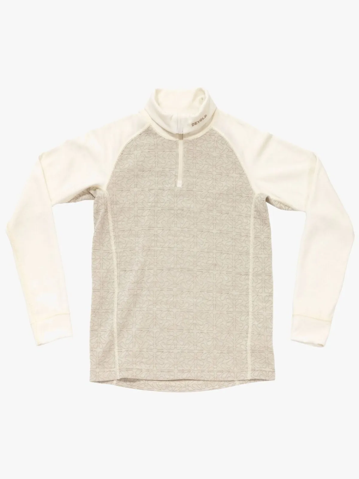 Børn Devold Duo Active Merino Zip Neck Jr Trøje, Raw White