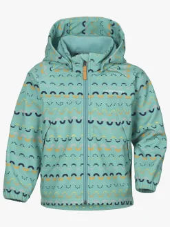 Børn Didriksons Overtøj-Dellen Softshelljakke, Waveprint Turquoise