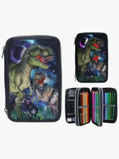 DinoWorld Dino World Penalhus med 3 Rum med LED-lys