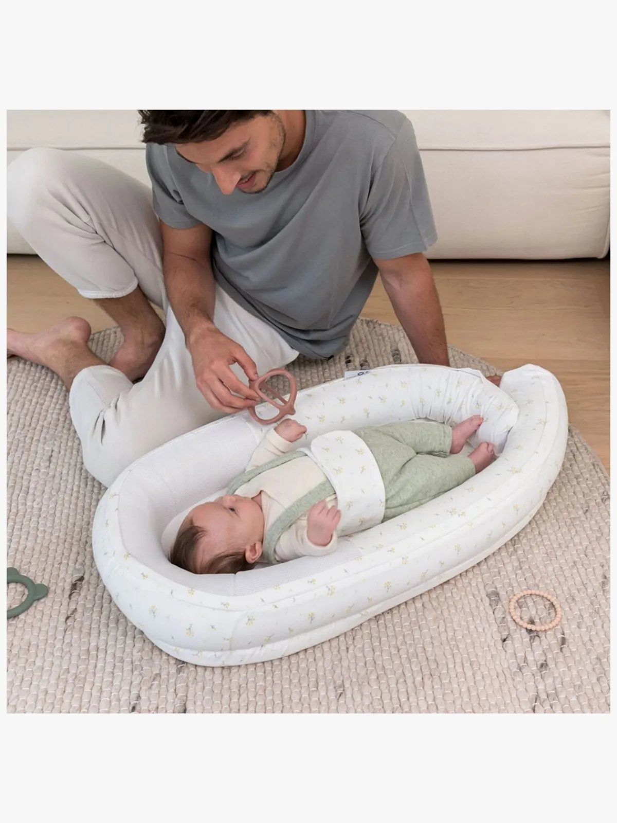 Børn Doomoo Cocoon Babynest Blomster, Gul