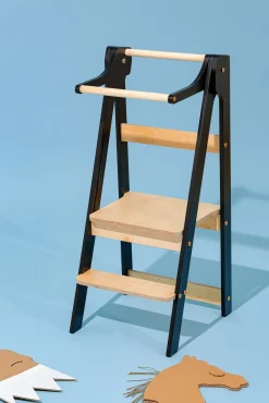 Børn DuckWoodworks Duck Woodworks Sammenklappeligt Læringstårn, Sort