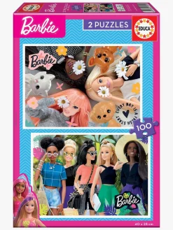 Barbie Spil & Puslespil-Educa 2x100 Børnepuslespil, Multifarvet