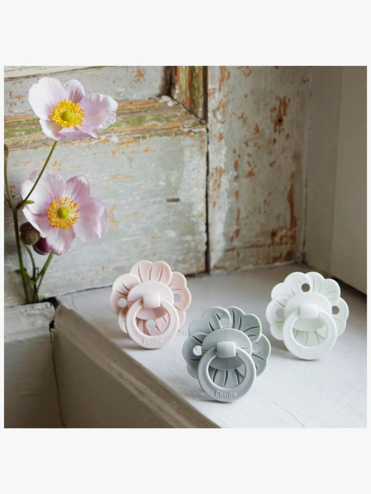 ElodieDetails Sutter & Suttesnore-Elodie Binky Bloom Sut Newborn, Vanilla White