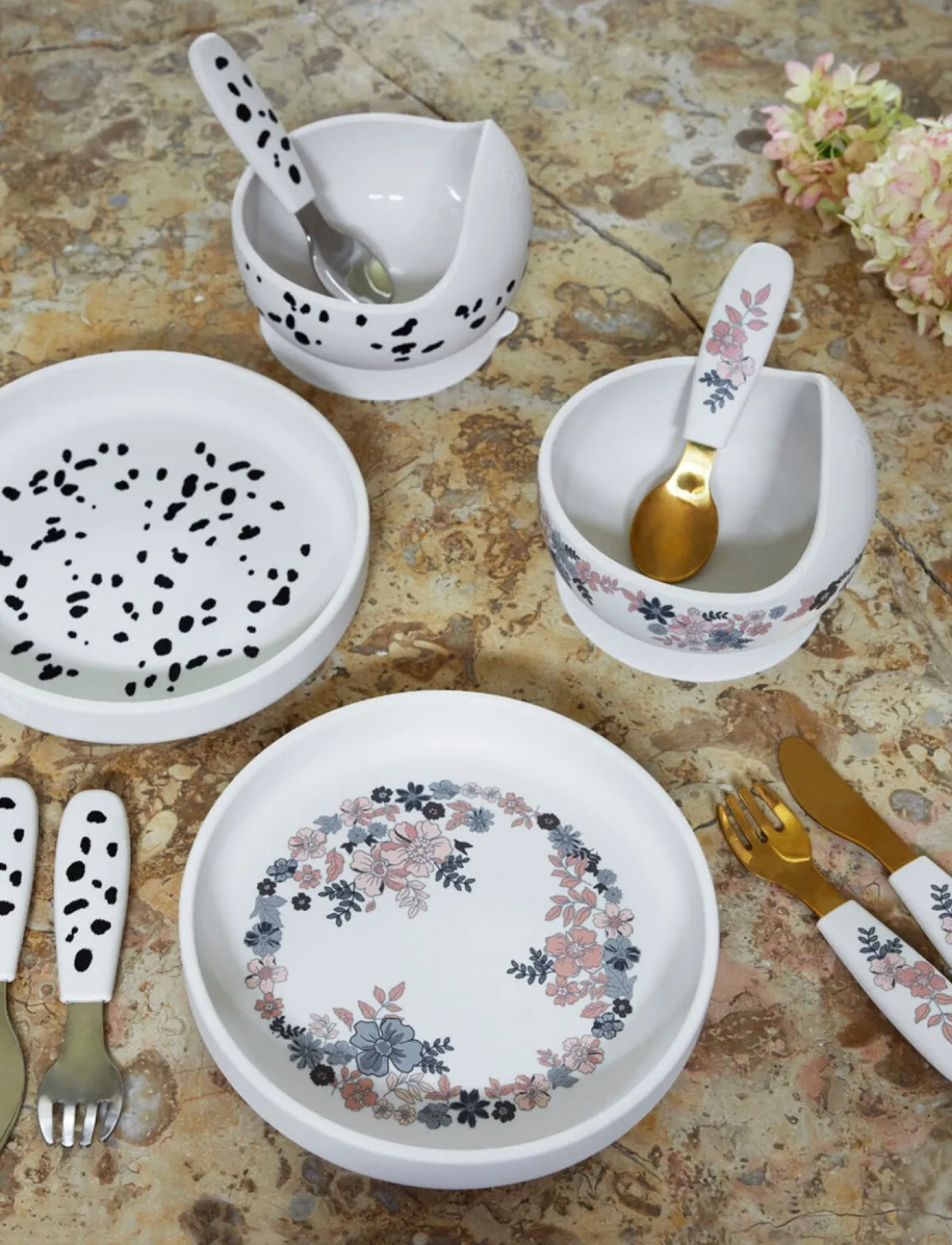 Spisetid|ElodieDetails Elodie Tallerken Sæt Silikone, Blue Garden Flerfarvet