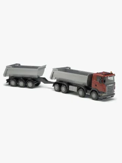 Emek Legetøjsbiler & -Fartøjer-Lastbil m. Tippelad & Anhænger Scania, Rød